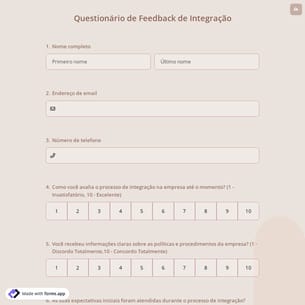 Questionário de Feedback de Integração