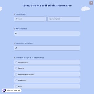 Formulaire de Feedback de Présentation