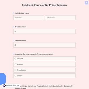 Feedback-Formular für Präsentationen