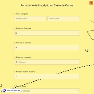 Formulário de Inscrição no Clube de Carros