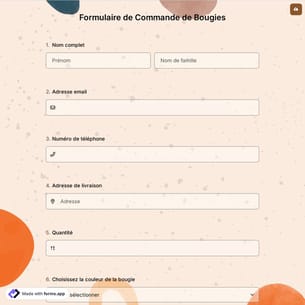 Formulaire de Commande de Bougies