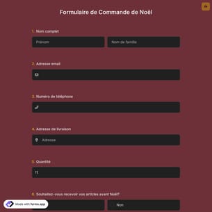 Formulaire de Commande de Noël