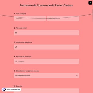 Formulaire de Commande de Panier-Cadeau