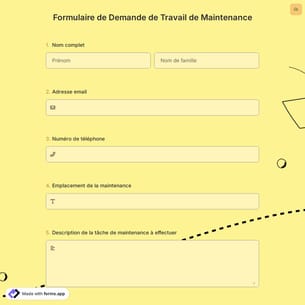 Formulaire de Demande de Travail de Maintenance