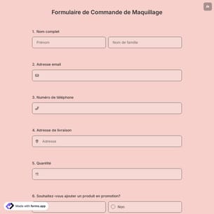 Formulaire de Commande de Maquillage