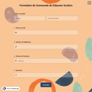 Formulaire de Commande de Déjeuner Scolaire