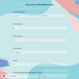 Büromaterial Bestellformular