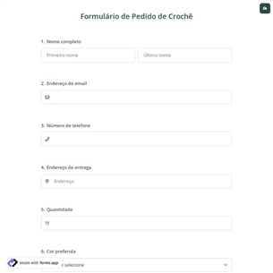 Formulário de Pedido de Crochê