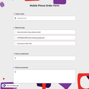 Mobile Phone Order Form