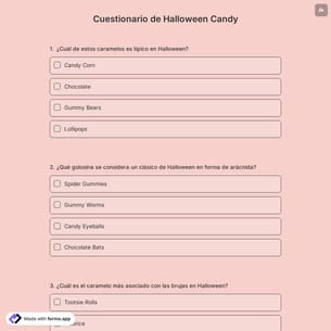 Cuestionario de Halloween Candy