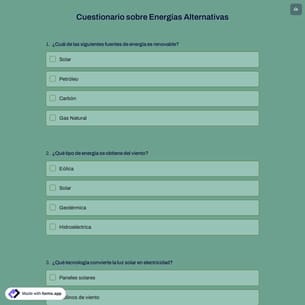 Cuestionario sobre Energías Alternativas