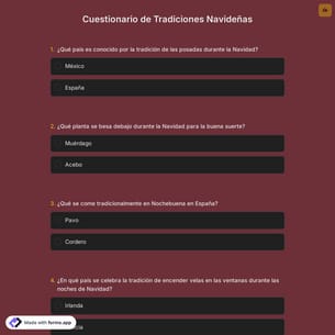 Cuestionario de Tradiciones Navideñas