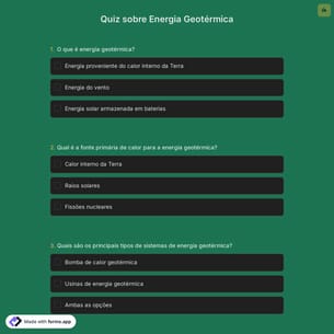 Quiz sobre Energia Geotérmica