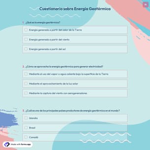 Cuestionario sobre Energía Geotérmica