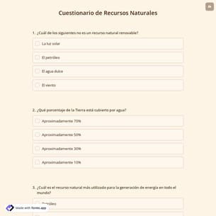 Cuestionario de Recursos Naturales