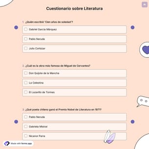 Cuestionario sobre Literatura