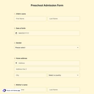 Preschool Admission Form