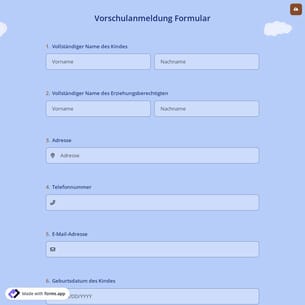 Vorschulanmeldung Formular