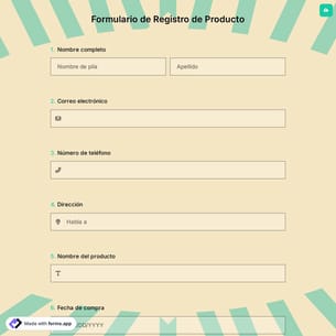 Formulario de Registro de Producto