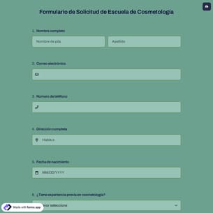 Formulario de Solicitud de Escuela de Cosmetología