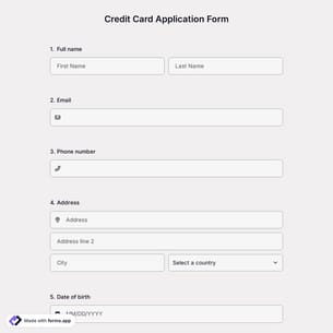 Credit Card Application Form