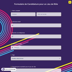 Formulaire de Candidature pour un Jeu de Rôle