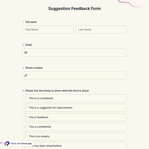 Suggestion Feedback Form