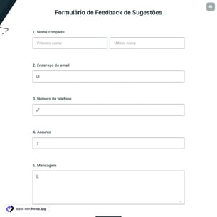 Formulário de Feedback de Sugestões