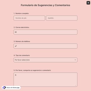 Formulario de Sugerencias y Comentarios
