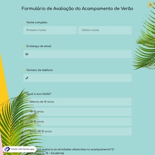 Formulário de Avaliação do Acampamento de Verão