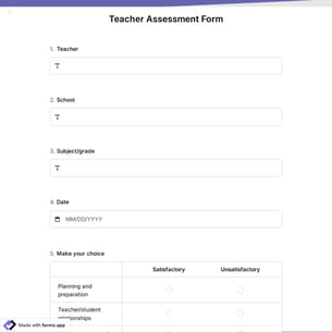 Teacher Assessment Form