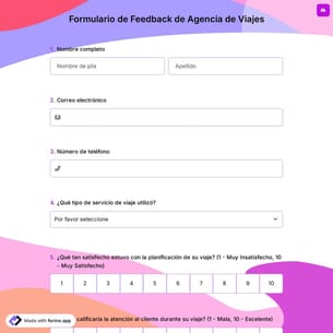 Formulario de Feedback de Agencia de Viajes