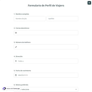 Formulario de Perfil de Viajero