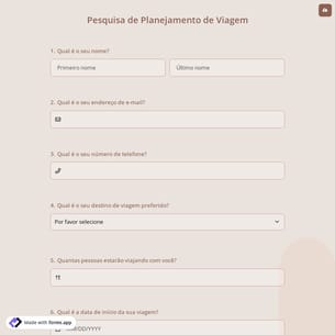 Pesquisa de Planejamento de Viagem