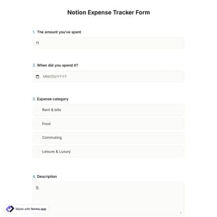 Notion Expense Tracker Form
