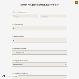 Notion Ausgabenverfolgungsformular