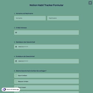 Notion Habit Tracker Formular