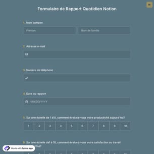 Formulaire de Rapport Quotidien Notion
