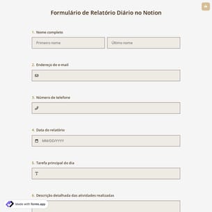 Formulário de Relatório Diário no Notion
