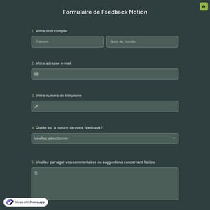 Formulaire de Feedback Notion