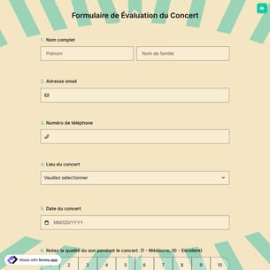 Formulaire de Évaluation du Concert