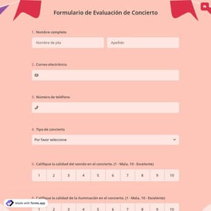 Formulario de Evaluación de Concierto