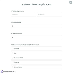 Konferenz Bewertungsformular