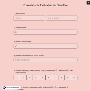 Formulaire de Évaluation du Bien-Être
