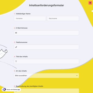 Inhaltsanforderungsformular