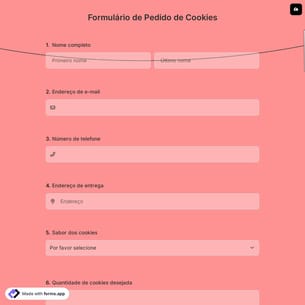 Formulário de Pedido de Cookies