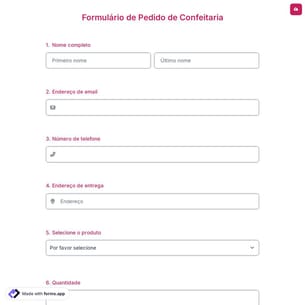 Formulário de Pedido de Confeitaria