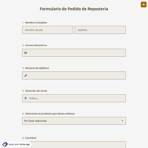 Formulario de Pedido de Repostería