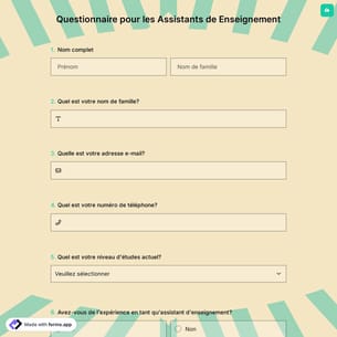 Questionnaire pour les Assistants de Enseignement