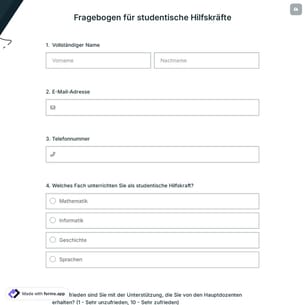 Fragebogen für studentische Hilfskräfte